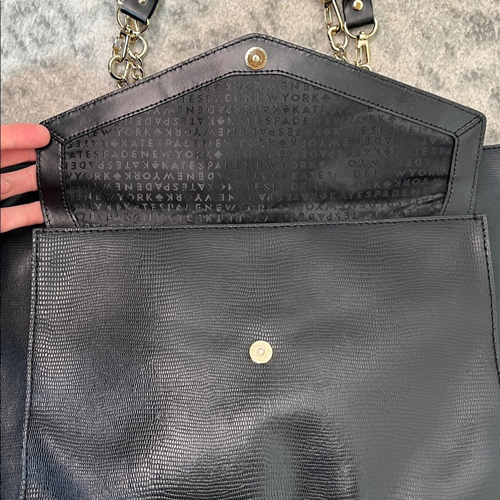 KATE SPADE EMBOSSED ANIMAL PRINT COW SAFFIANO LEATHER LARGE TOTE GOLD ACCENT - Picture 8 of 17
